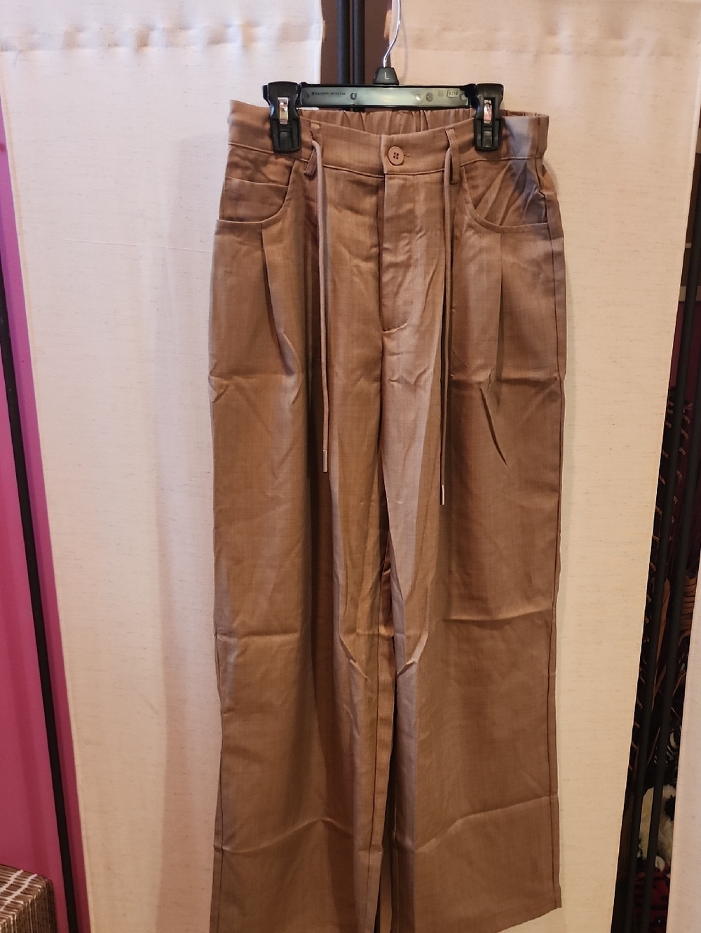 Cupshe Brown Wide-Leg Drawstring Trousers